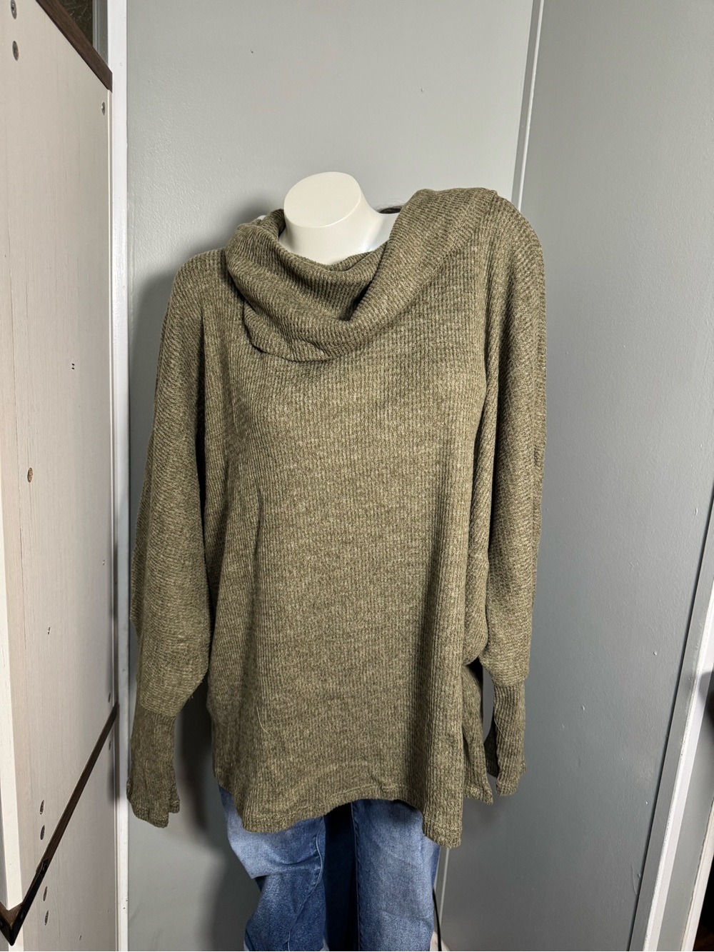 NWT Dear Scarlett Wanderlust Olive Cowl Neck Pullover Sweater